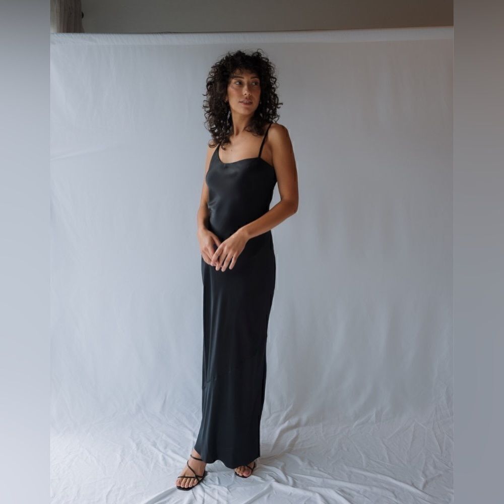 SIR the label Julien Asymmetric Slip Dress black